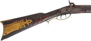  Antique Percussion Trade Rifle , .36 caliber, 40-1/2" barrel, maple, brass trim and patchbox, marked Diesinger, Philadelphia 