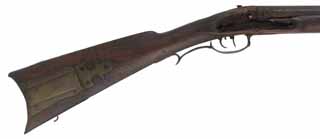 Antique Tryon Trade Rifle,
.48 caliber smoothbore, 37-1/2" barrel, 
missing percussion lock, walnut, brass trim, 
signed Tryon, Philadelphia