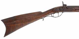 Southern Mountain Rifle,
.54 caliber, 36" Colerain barrel,
percussion, curly ash, iron trim,
used, by John Bergmann