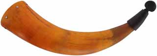  Powder Horn,
13", dark raised tip, 
flat base with iron staple