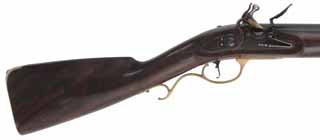 New England Fowling Gun,
.69 caliber smoothbore, 44-1/2" tapered round barrel,
Chambers Germanic flintlock, claro walnut, 
brass trim, by R. Noyes
