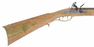 Bedford County Longrifle,
.40 caliber, 36" Green Mountain barrel,
L&R flintlock, curly maple, brass trim,
new, by B. Thomas