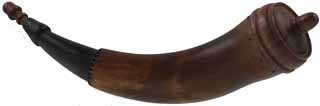 Powder Horn,
12-5/8", walnut base and stopper