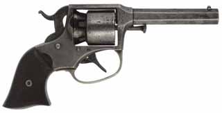 Antique Remington Rider Pocket Revolver,
.31 caliber, 3" barrel, 
percussion, hard rubber grips, aged patina,
early dovetailed cone shaped front sight
