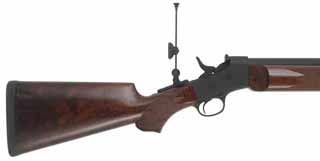Remington No. 5 Rolling Block Target Rifle
caliber .45-70 Gov't BPCR, 34" round barrel, 
checkered pistol grip black walnut stock, Soule tang sight,
used, by J.M. Penrod