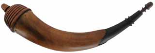 Tansel Powder Horn,
14-1/2", turned beehive base and stopper
