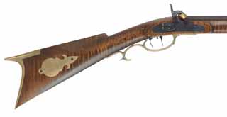 Ohio Halfstock Rifle, 
.45 caliber, 40" Colerain barrel, 
percussion, curly maple, brass trim,
new, by T. Gray