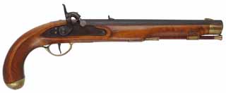Kentucky Pistol,
.50 caliber, 11" barrel,
maple, brass trim, Siler percussion lock, used