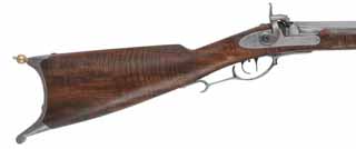 Schuetzen Rifle,
.38 caliber, 30-1/2" octagon-to-round Goodoien barrel,
Davis percussion lock, claro walnut, iron, 
guide starter, mold, new, unfired