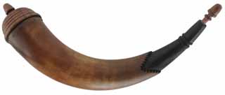 Tansel Powder Horn,
15", turned walnut base and stopper