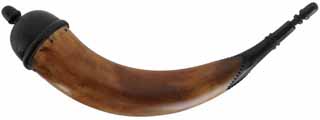 Tansel Powder Horn,
15", domed maple base and stopper
