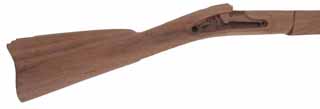 U.S. Model 1861 Rifle Stock, 
walnut, drying check on rear lock panel into wrist
