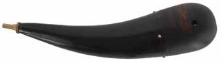 Priming Horn,
7-1/4" length, black color, 
domed maple plug, 3 grain valve, used