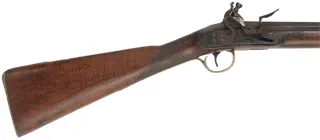 Antique Ketland Fowling Gun,
.60 caliber smoothbore, 40-1/4" octagon-to-round barrel, 
walnut, brass, reconversion to flintlock