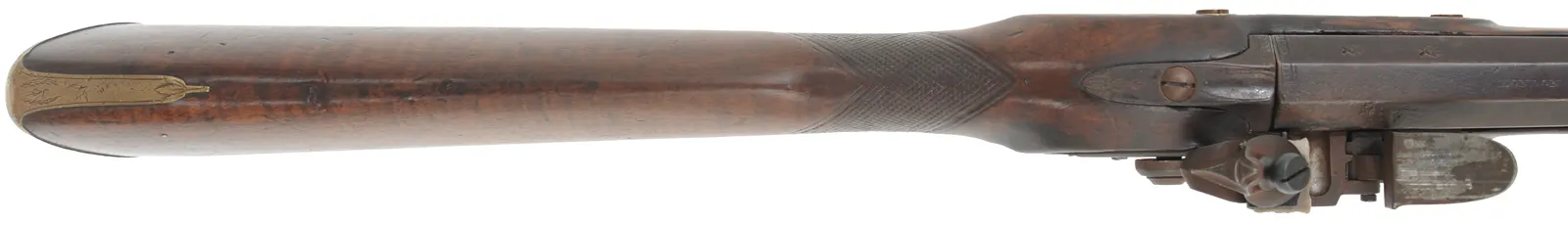 Antique Ketland Fowling Gun,
.60 caliber smoothbore, 40-1/4" octagon-to-round barrel, 
walnut, brass, reconversion to flintlock