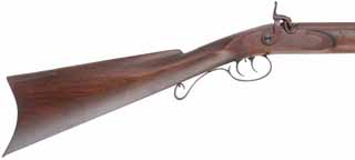 Hawken Rifle,
.54 caliber 36" barrel,
L&R percussion lock, iron trim, walnut,
new, unfired, by George Nelson