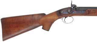 English Sporting Rifle,
.45 caliber fast twist, 31" barrel,
R. E. Davis bar lock, walnut, iron trim, used