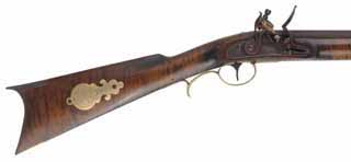 Henry E. Leman Indian Trade Rifle,
.54 caliber 36" Colerain barrel, 
L&R flintlock, curly maple, traditional iron & brass trim,
new, unfired, by Mike Compton