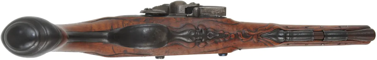 Antique French Pistol,
.55 caliber smoothbore, 8-3/8" octagon-to-round barrel,
reconverted flintlock, iron trim, walnut, unsigned Antique French Pistol,
.55 caliber smoothbore, 8-3/8" octagon-to-round barrel,
reconverted flintlock, iron trim, walnut, unsigned