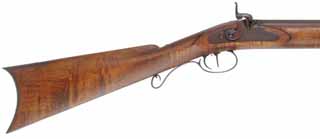 Hawken Rifle,
.58 caliber 36" Colerain barrel,
L&R percussion lock, iron trim, maple, 
new, unfired, by George Nelson