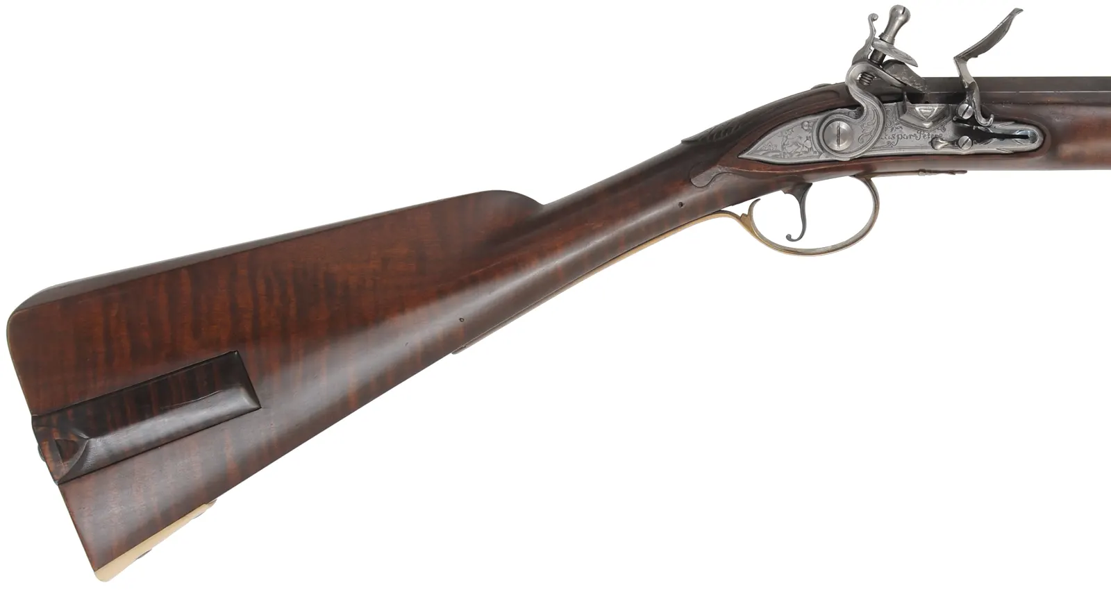 Early Southern Mountain Rifle,
.40 caliber 46" swamped barrel,
TRS flint lock, maple, brass trim, used Early Southern Mountain Rifle,
.40 caliber 46" swamped barrel,
TRS flint lock, maple, brass trim, used