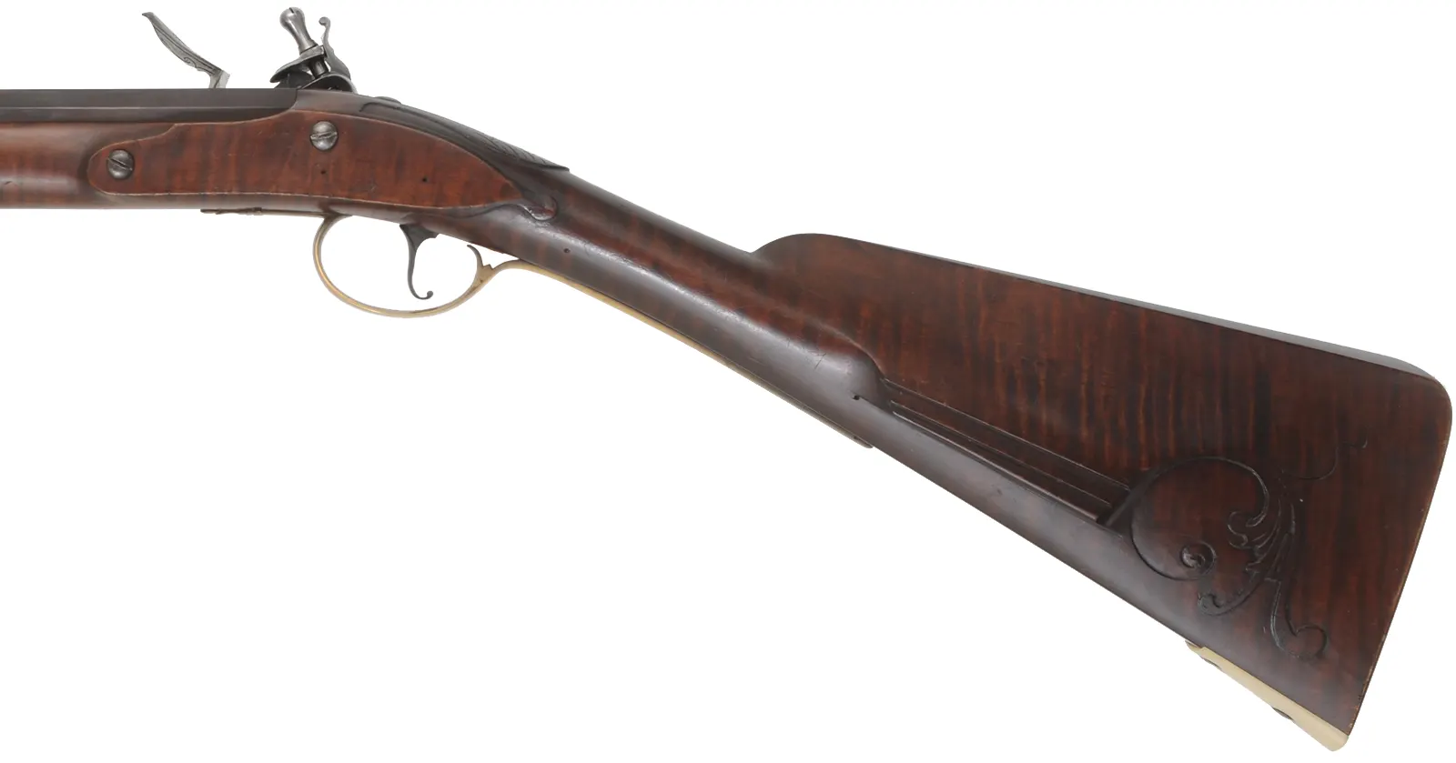 Early Southern Mountain Rifle,
.40 caliber 46" swamped barrel,
TRS flint lock, maple, brass trim, used Early Southern Mountain Rifle,
.40 caliber 46" swamped barrel,
TRS flint lock, maple, brass trim, used