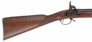 Parker Hale Volunteer Rifle,
.451 caliber fast twist for bullet, 33" barrel,
percussion, checkered walnut, two band,
as-new, by Davide Pedersoli