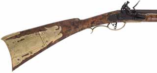  Pennsylvania Longrifle , .45 caliber, 45" straight octagon barrel, Ashmore flintlock, maple, engraved brass, used, signed by M.T. Koval 