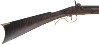Henry E. Leman ~ Lancaster, Pennsylvania,
.50 caliber, 34" Green River Rifle Works barrel,
Siler Mountain percussion, faux stripe maple, brass,
used, by Les Bennet formerly of Green River Rifle Works, Roosevelt, Utah