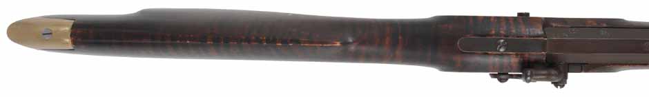 Henry E. Leman ~ Lancaster, Pennsylvania,
.50 caliber, 34" Green River Rifle Works barrel,
Siler Mountain percussion, faux stripe maple, brass,
used, by Les Bennet formerly of Green River Rifle Works, Roosevelt, Utah