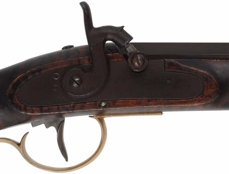 Henry E. Leman ~ Lancaster, Pennsylvania,
.50 caliber, 34" Green River Rifle Works barrel,
Siler Mountain percussion, faux stripe maple, brass,
used, by Les Bennet formerly of Green River Rifle Works, Roosevelt, Utah