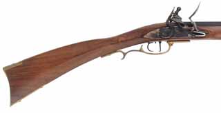 Frontier Longrifle,
.45 caliber, 39" barrel, 
flintlock, walnut, brass trim,
used, by Davide Pedersoli
