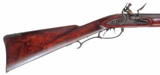 Virginia longrifle,
.50 caliber, 42" octagon barrel,
deluxe Siler flint lock, maple, iron trim,
used, by Matt Avance