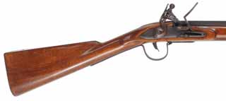Northwest Trade Gun,
20 gauge, 42" tapered octagon-to-round barrel,
R.E.Davis Tryon flintlock, maple, brass & iron, used
