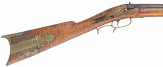 Incomplete Antique Longrifle,
.48 caliber, 36" barrel with dark bore, 
missing lock, maple, brass, unsigned