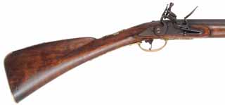 American Fowling Gun,
12 gauge 44" octagon-to-round Colerain barrel,
early Ketland flint lock, maple, brass,
by Nathan McKenzie
