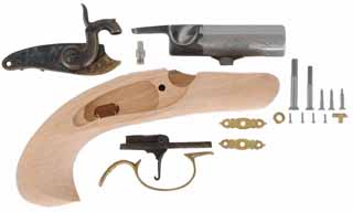 CVA Derringer Pistol Kit,
.45 caliber, 2-1/4" barrel, 
percussion, beech, brass, 
new, in the foam box, by Connecticut Valley Arms