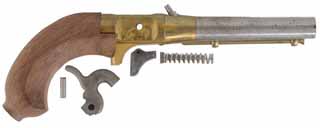 Classic Arms Ace Pistol, 
.44 caliber smoothbore, 3-1/2" barrel,
percussion, brass frame, beech grip
new, in factory box, by Classic Arms, USA