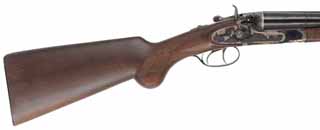 Wyatt Earp Shotgun,
12 gauge 3" chambers, 20" chrome lined barrels,
checkered walnut, iron trim,
used, by Davide Pedersoli & Co.