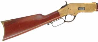  Model 1866 Winchester Short Rifle , caliber .44-40 WCF, 20" octagon barrel, brass frame, walnut, used, by Aldo Uberti & Co. 