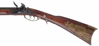  Left Hand Tennessee Maid Longrifle , .40 caliber, 40" barrel, flintlock, maple, brass, by one of America's first replica longrifle makers, used, signed by Royland Southgate 