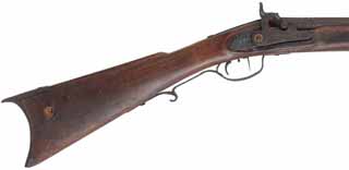 Antique Southern Mountain Rifle,
.37 caliber, 47" barrel,
maple, forged iron trim, percussion lock 