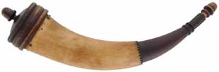 Powder Horn,
11-1/2", octagon tip, turned base