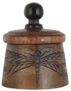 Small Horn Container,
1" tall, by 1-3/4" diameter,
with scrimshaw dragonfly 