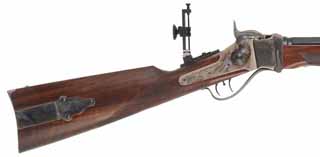 1874 Sharps Rifle,
caliber .45-70 Gov't, 34" octagon barrel,
Quigley Model, walnut, Pedersoli mid-range tang sight,
used, by Davide Pedersoli