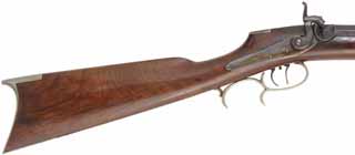 Antique Halfstock Rifle
.38 caliber fast twist, 34-1/2" barrel, 
walnut, saw handle, nickel silver, 
J.H. Woods Helena, KY marked percussion lock