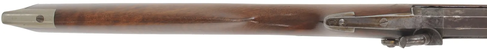 Antique Halfstock Rifle
.38 caliber fast twist, 34-1/2" barrel,
walnut, saw handle, nickel silver,
J.H. Woods Helena, KY marked percussion lock Antique Halfstock Rifle
.38 caliber fast twist, 34-1/2" barrel,
walnut, saw handle, nickel silver,
J.H. Woods Helena, KY marked percussion lock