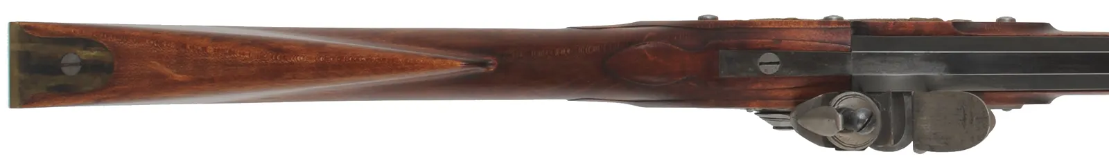 Northwest Trade Gun,
20 gauge, 33" tapered octagon-to-round barrel,
LOTT flintlock, maple, brass & iron, used Northwest Trade Gun,
20 gauge, 33" tapered octagon-to-round barrel,
LOTT flintlock, maple, brass & iron, used
