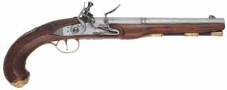 Kentucky Pistol,
.50 caliber, 10" octagon-to-round barrel,
small Siler flintlock, walnut, Georgian style brass furniture,
by Ken Brady</b.