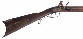 Tennessee Mountain Rifle,
 .36 caliber, 42" Colerain barrel,
L&R Durs Egg flintlock, maple, iron trim,
used, by T. Kramer